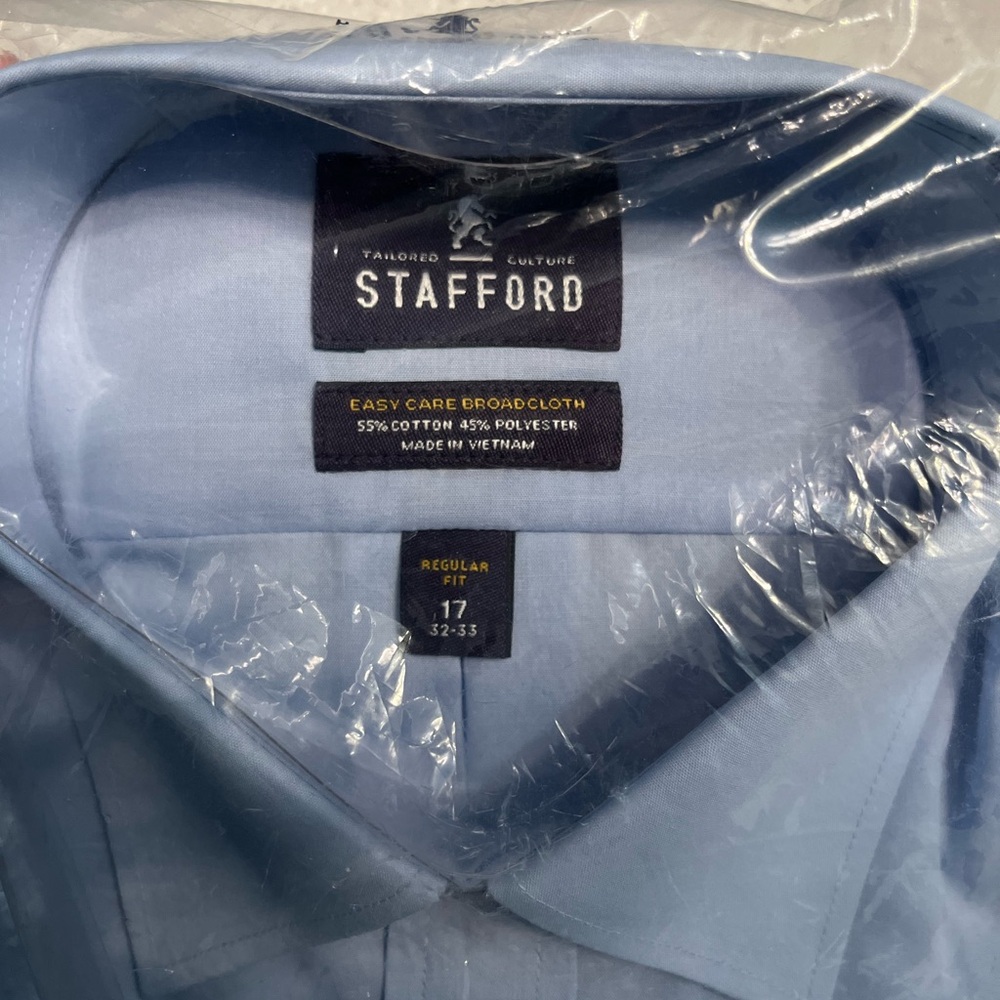BRAND NEW Stafford Blue Dress Shirt Classic Professional Style - Picture 3 of 5